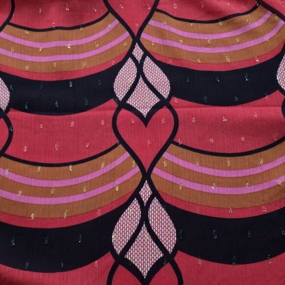 Rachel Zoe Top Womens M Multicolor Hearts Artsy Pullover Tie Neck Blouse LS Boho - Picture 13 of 16